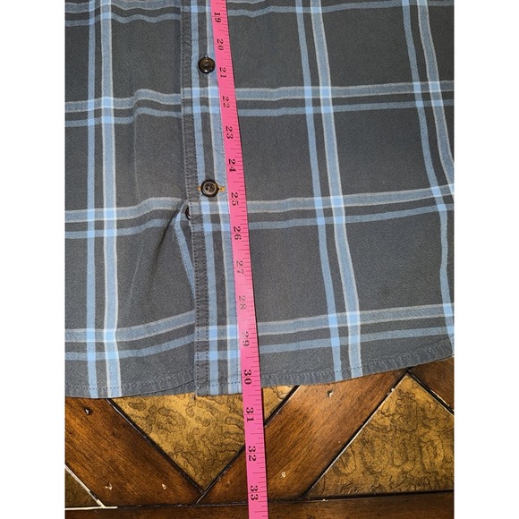 Vintage Carhartt Flannel Men's Large Gray Blue Loose Fit Cotton Plaid Work Shirt - Picture 6 of 8